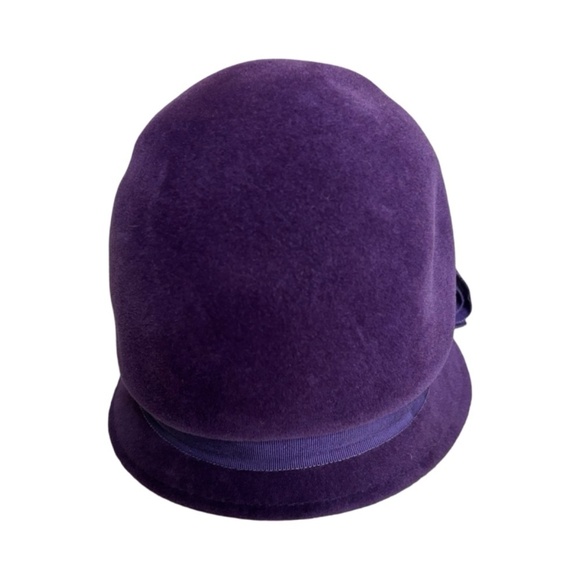 Vintage 60's Velour Mod Bucket Hat - Purple with accent bow - 6 1/2" - Picture 2 of 7